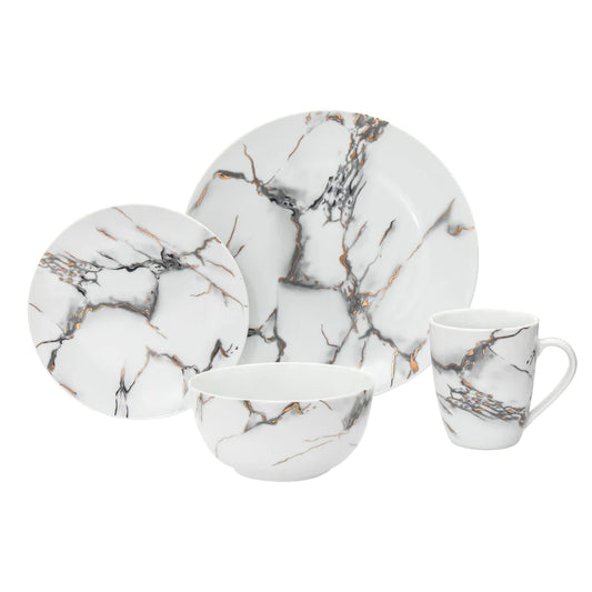 Rayo Marble Porcelain 16 Piece Dinnerware Set