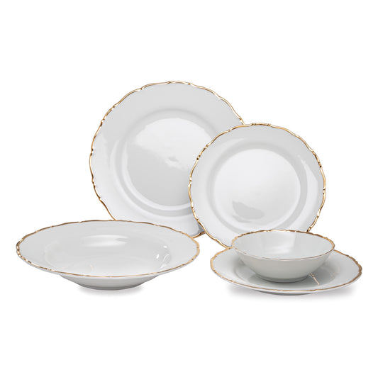 DINNERWARE OPHELIA, GOLD BAND 20PC